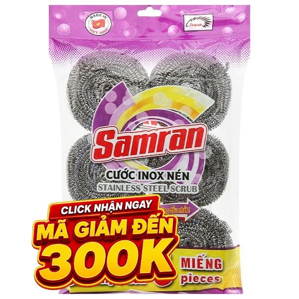 Bộ 6 miếng chùi nồi sợi inox Samran IN-2ST