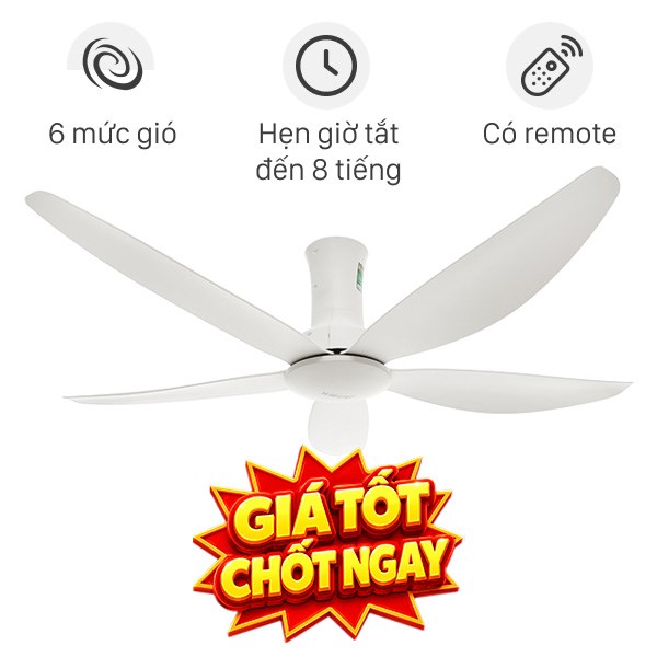 Quạt trần Sunhouse 5 cánh APF7669W 60W