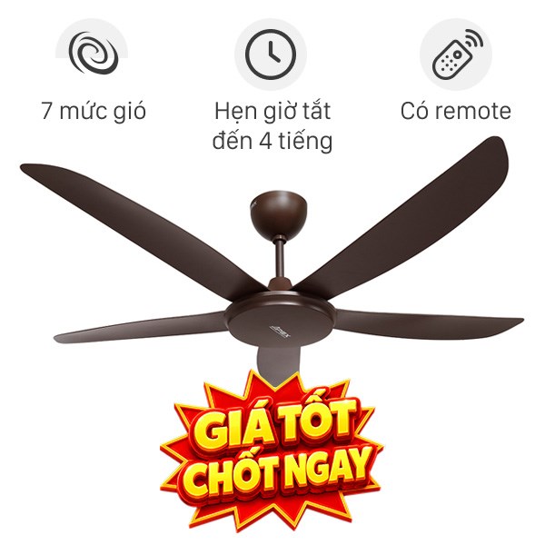 Quạt trần Sunhouse 5 cánh APF7665B 50W