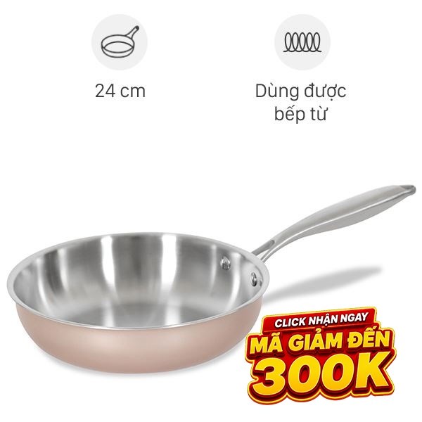 Chảo inox nguyên khối sâu đáy từ Green Cook GCP245-24IH