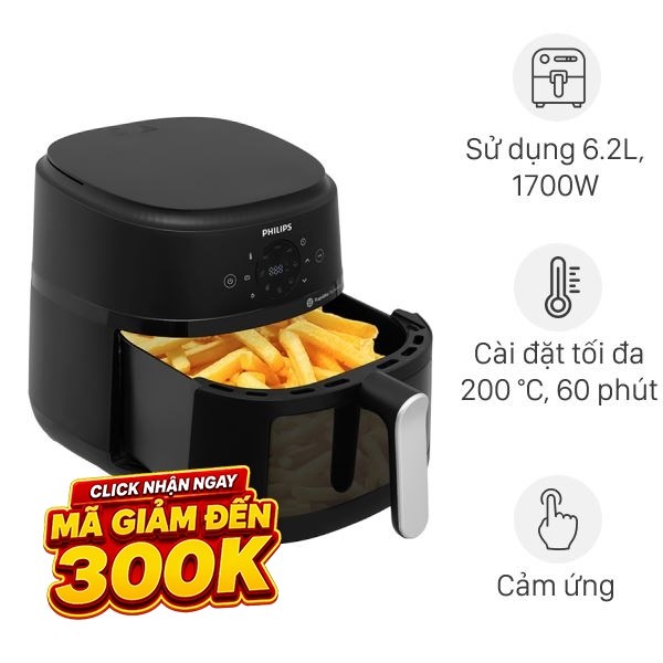 Nồi chiên không dầu Philips 6.2 lít NA231/00