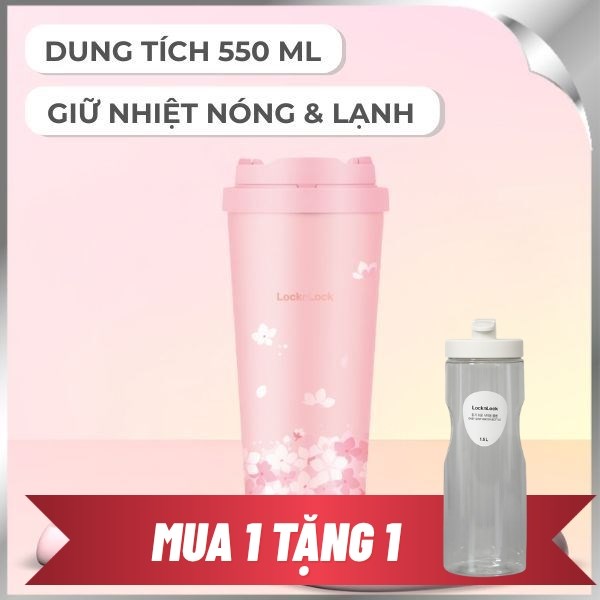 Bình giữ nhiệt nóng lạnh Inox 550 ml Lock&Lock LHC3249PIKPB