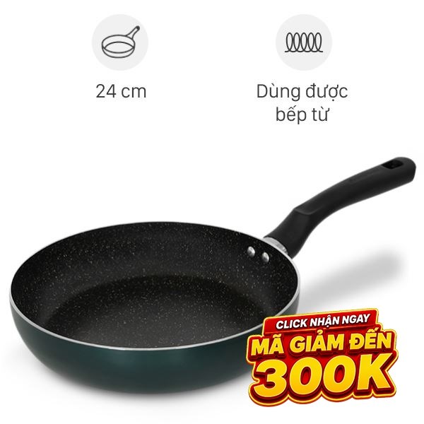 Chảo nhôm chống dính vân đá đáy từ Sunhouse Eco SHM24X