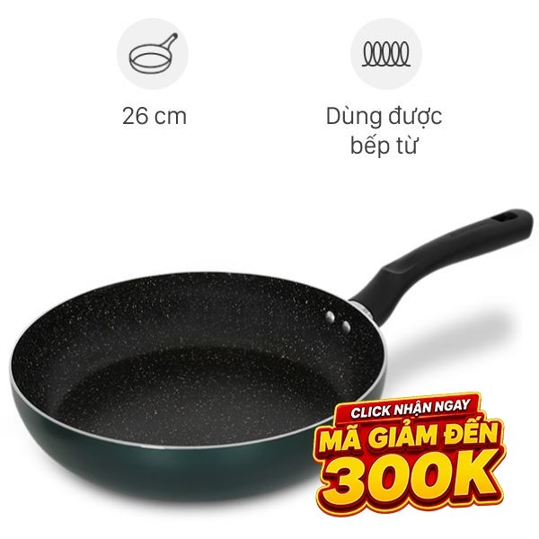 Chảo nhôm chống dính vân đá đáy từ Sunhouse Eco SHM26X