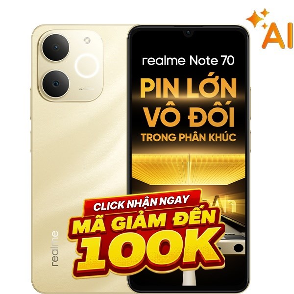 realme Note 70 128GB chính hãng, giảm ngay 100k, trả chậm 0% lãi suất