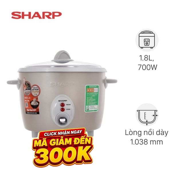 Nồi cơm nắp rời Sharp 1.8 lít KSH-F188V-GB