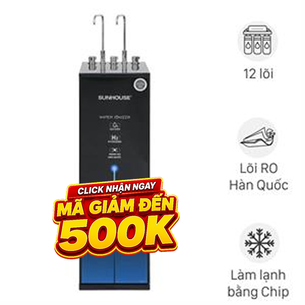 Máy lọc nước RO nóng nguội lạnh Hydrogen ion kiềm Sunhouse SHA76258LA