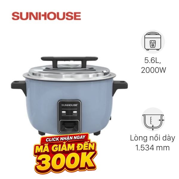 Nồi cơm nắp rời Sunhouse 5.6 lít SHD8156