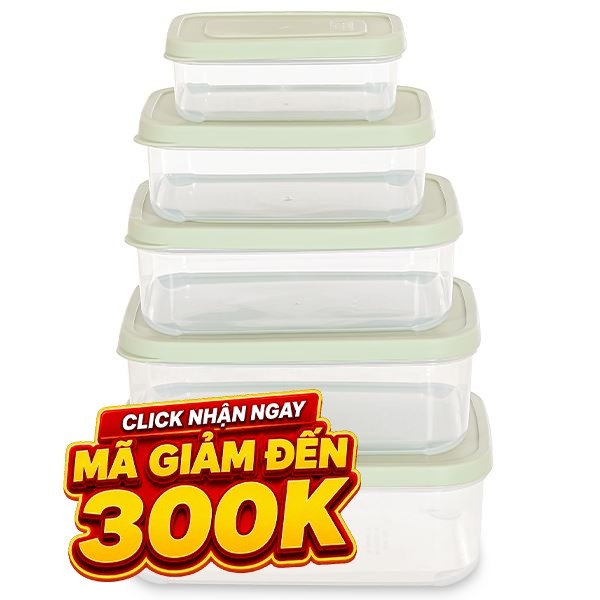 Bộ 5 hộp đựng thực phẩm nhựa Inochi Hokkaido HIN.HOCN.BO13 Xanh bơ