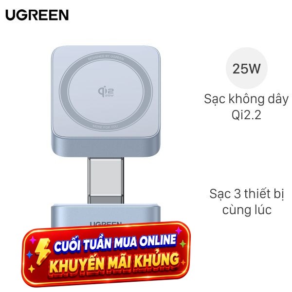 Đế sạc nhanh không dây 2 in 1 Ugreen Magflow W752 55960B