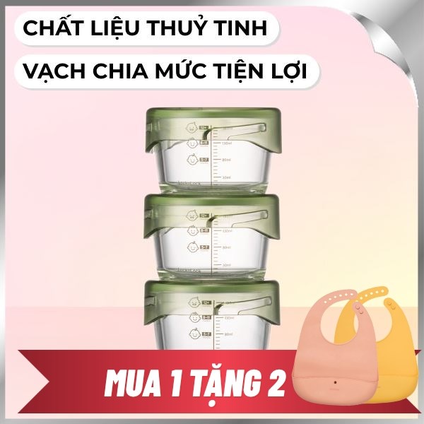 Bộ 3 hộp đựng thực phẩm thuỷ tinh 215 ml Lock&Lock LLG540S3GRN