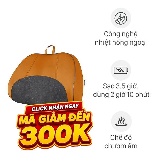 Gối massage hồng ngoại Bomidi MP1 Pro - Đen Cam
