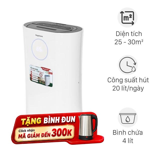 Máy hút ẩm kết hợp lọc không khí Nagakawa NAD8559 260W