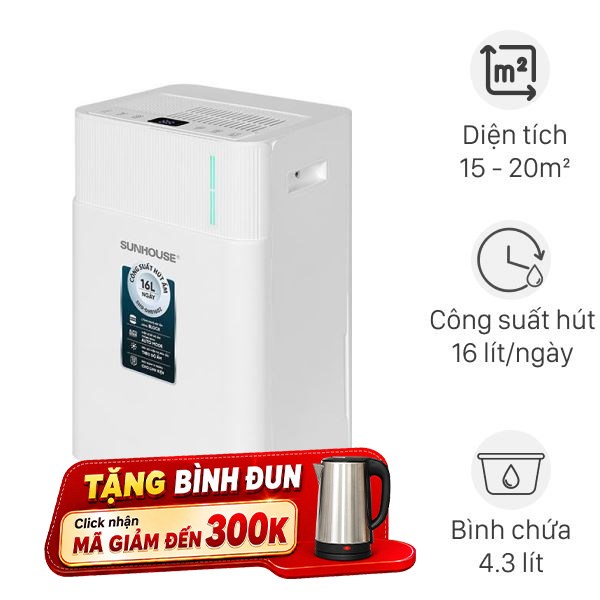 Máy hút ẩm Sunhouse SHD-DHB1602 300W