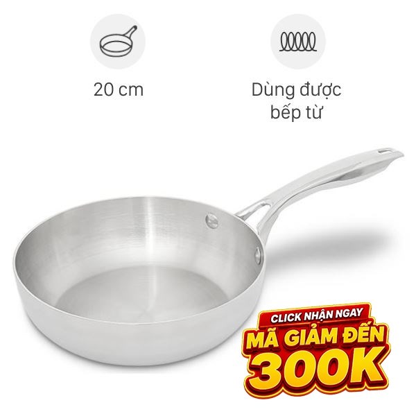 Chảo inox nguyên khối sâu đáy từ Green Cook GCP2518-20IH