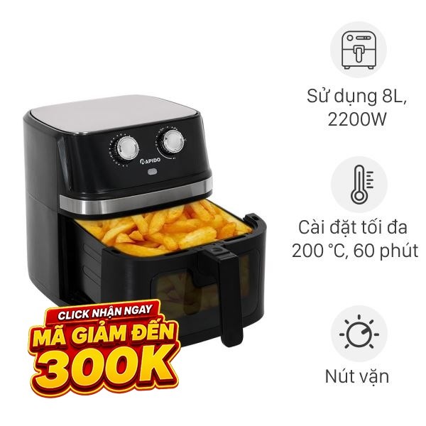 Nồi chiên không dầu Rapido 8 lít RAF-8.0M2