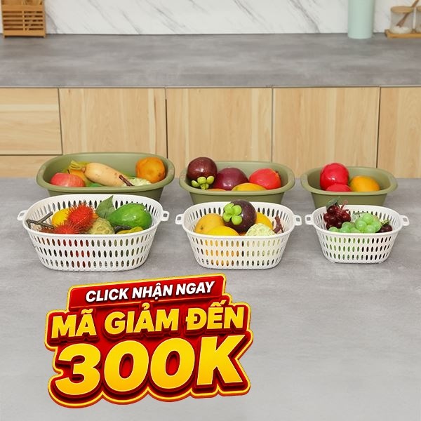 Bộ 6 thau rổ nhựa Delites TY-69002