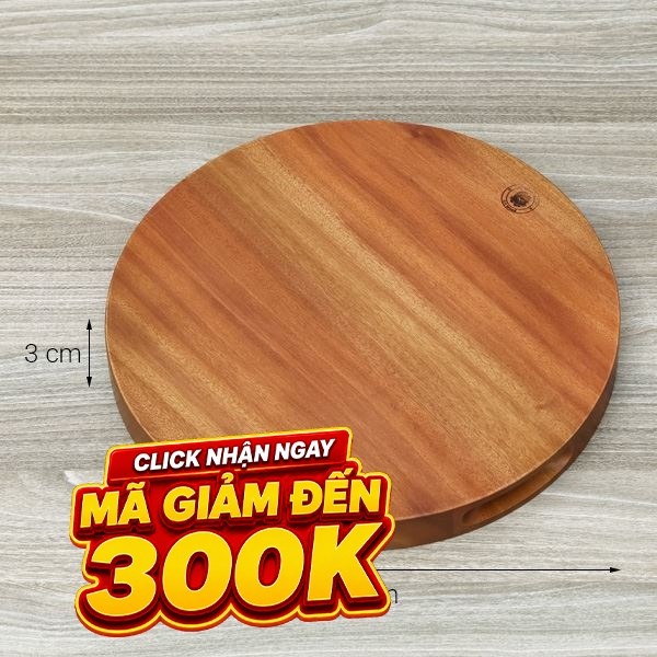 Thớt chặt gỗ xà cừ tròn 32 cm Trường Sơn RT320
