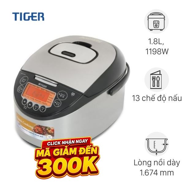Nồi cơm điện cao tần Tiger 1.8 lít JKT-F18W