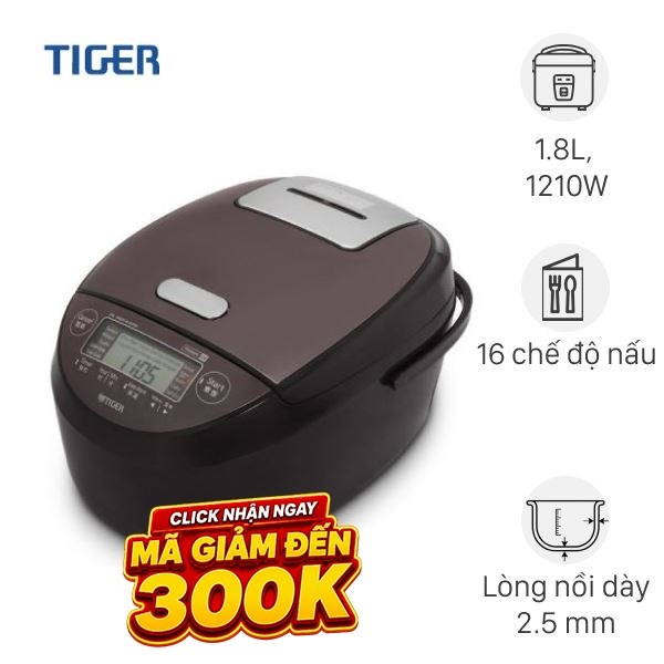Nồi cơm áp suất cao tần Tiger 1.8 lít JPK-W18W