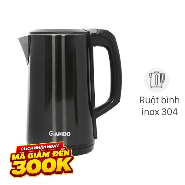 Bình đun siêu tốc Rapido 1.8 lít RK1817-G