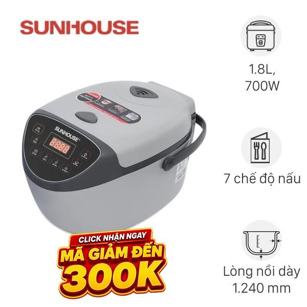Nồi cơm điện tử Sunhouse 1.8 lít SHD8912