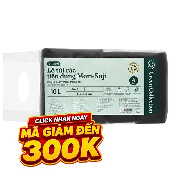 Túi rác tự hủy sinh học Inochi Mori-Soji 23.5 x 5.6cm*1000gr màu đen