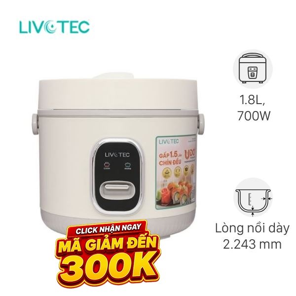 Nồi cơm nắp gài Livotec 1.8 lít LRC-6218B