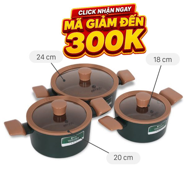 Bộ 3 nồi nhôm chống dính Elmich Harmony EL5246PT01