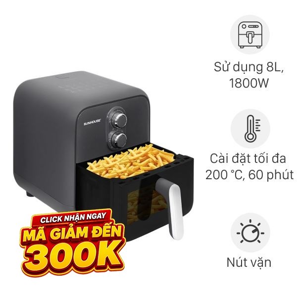Nồi chiên không dầu Sunhouse 8 lít SHD4033