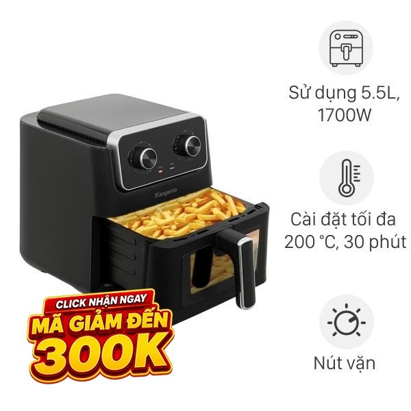 Nồi chiên không dầu Kangaroo 6.5 lít KGAF65M1G