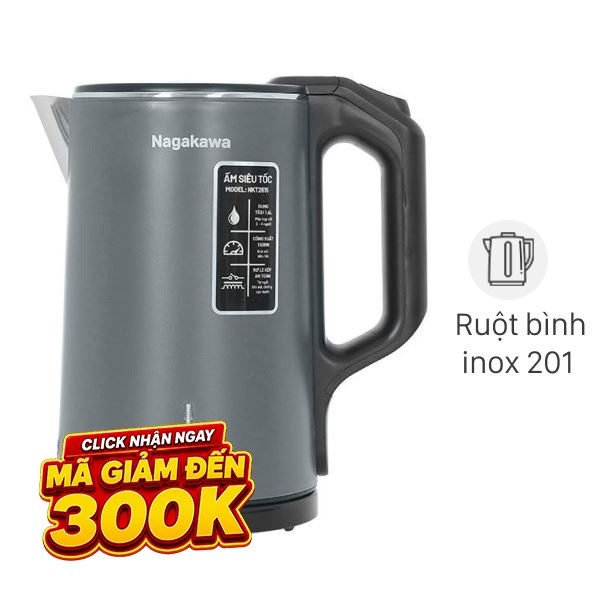 Bình đun siêu tốc Nagakawa 1.6 lít NKT2615