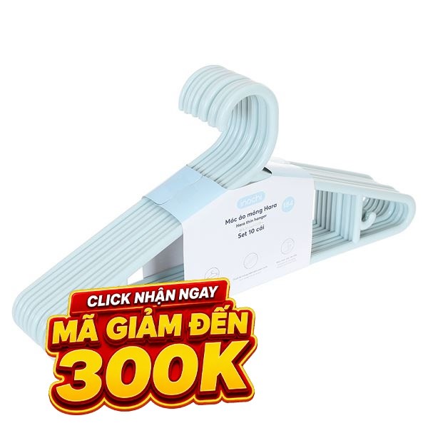 Bộ 10 móc quần áo nhựa Inochi Hara 184 HIN.MOMO.0184
