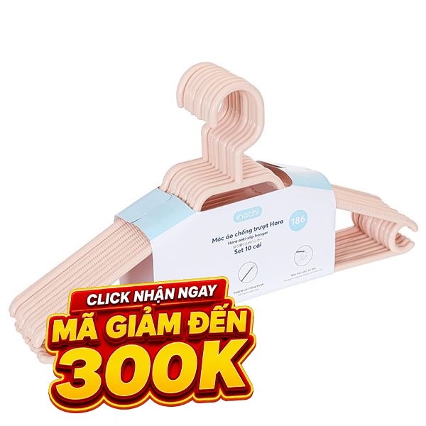Bộ 10 móc quần áo nhựa Inochi Hara 186 HIN.MOCT.0186
