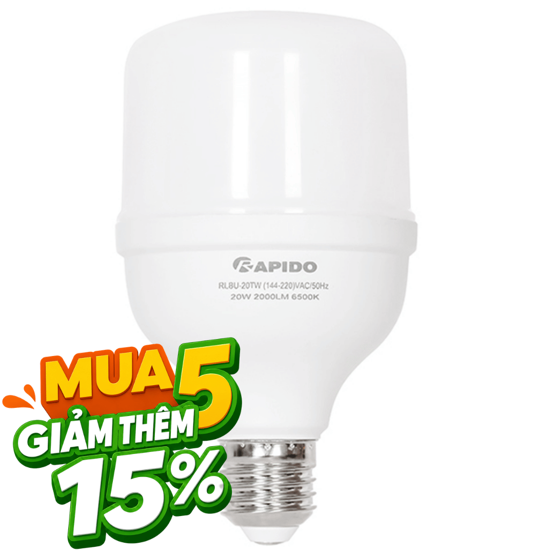 Bóng đèn Led Bulb trụ 20W Rapido RLBU-20W