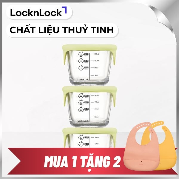 Bộ 3 hộp đựng thực phẩm thuỷ tinh Lock&Lock LLG509S3LYEL