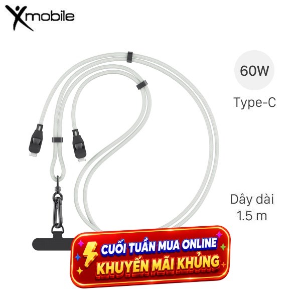 Cáp sạc nhanh đeo chéo 1.5m Xmobile Lanyard DS1703