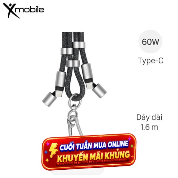 Cáp sạc nhanh đeo chéo 1.6m Xmobile Lanyard L2485