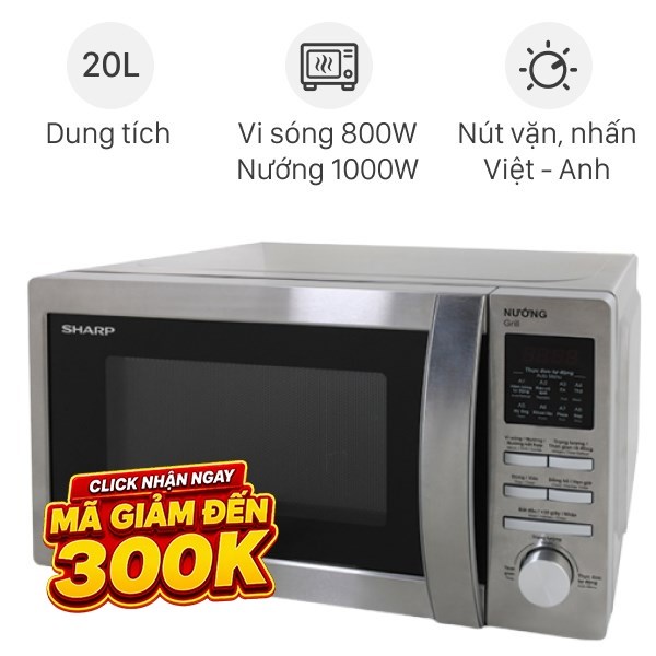 Lò vi sóng có nướng Sharp R-G620 VN (ST) 20 lít