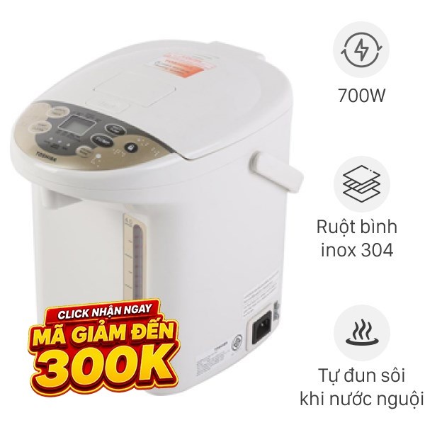 Bình thủy điện Toshiba PLK-45SF(WT)VN 4.5 lít