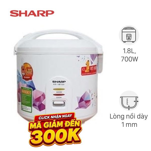 Nồi cơm nắp gài Sharp 1.8 lít KS-18TJV