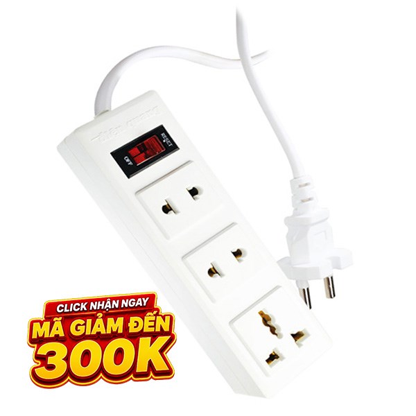 Ổ cắm điện Điện Quang 3 lỗ 2m 002A-02