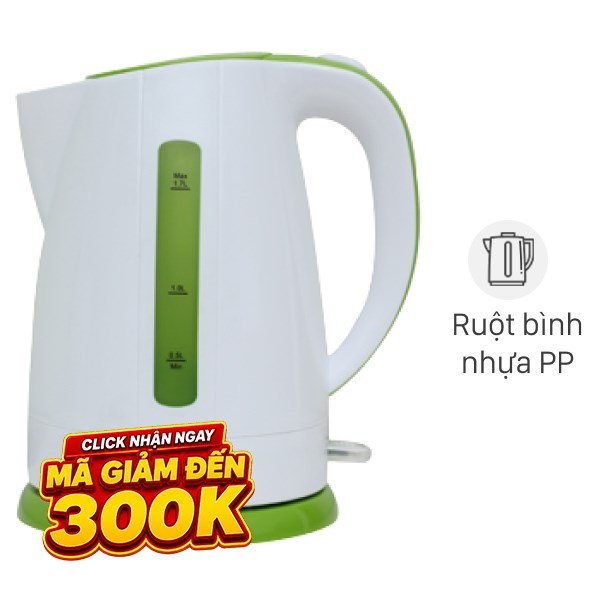 Bình đun siêu tốc Delites 1.7 lít ST17P01WG Xanh lá