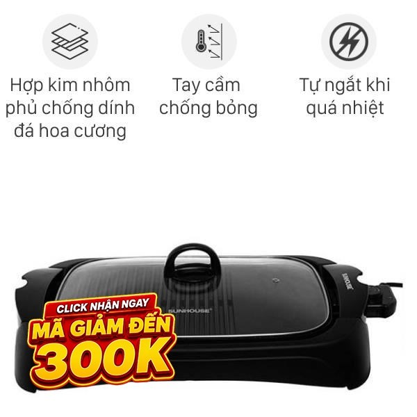Bếp nướng điện Sunhouse 2000W SHD4602