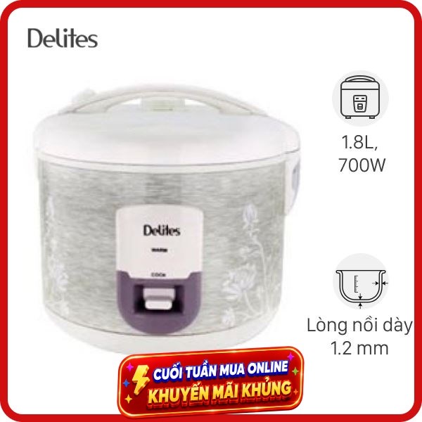 Nồi cơm nắp gài Delites 1.8 lít NCG1805