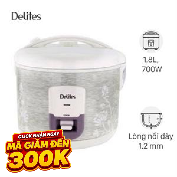 Nồi cơm nắp gài Delites 1.8 lít NCG1805