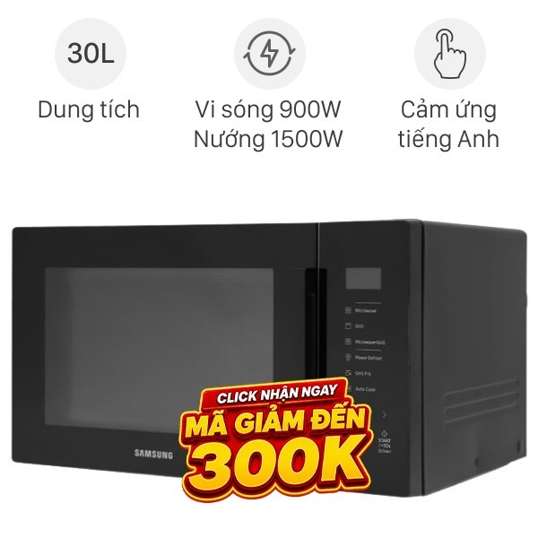 Lò vi sóng có nướng Samsung MG30T5018CK/SV