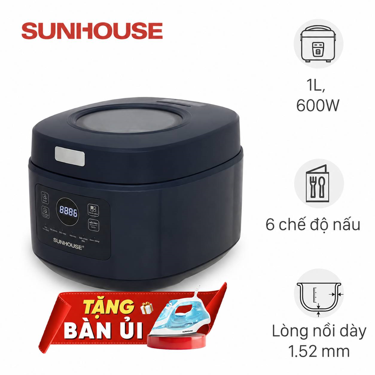 Nồi cơm điện tử Sunhouse 1 lít SHD8802
