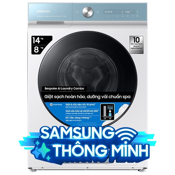Máy giặt sấy Samsung Bespoke AI Inverter giặt 14 kg - sấy 8 kg WD14BB944DGMSV