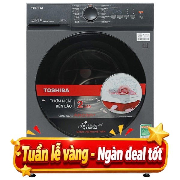 Toshiba Inverter Giặt 10.5 Kg - Sấy 7 Kg TWD-T21BU115UWV(MG)